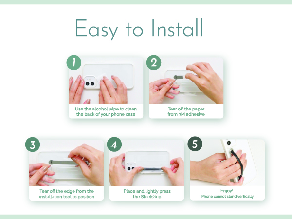 easy installation 3m adhesive phone case clean use stand grip