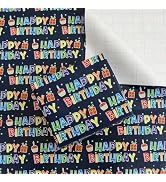 BULKYTREE Birthday Wrapping Paper with Cut Lines for Boys Girls Kids Men Women Holiday Birthday T...