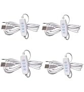 Senyango 4Pcs White DC5V USB LED Dimmer Extension Cable with On/Off Switch Adapter LED Dimming Co...