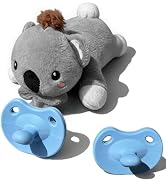 Raelitego Koala Pacifier Holder Stuffy with 2 Baby Pacifiers, Detachable Pacifier with Stuffed An...