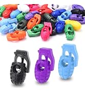 50Pcs Assorted Color Plastic Spring Cord Lock for Shoelaces, Cord Stop Toggle Stoppers for Drawst...