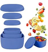 Reusable Nesting Silicone Food Storage Containers, Set of 3 Lunch Box Bento with Lids, Airtight S...