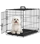 FDW Dog Crate for Small Dogs 18 Inch Folding Metal Wire Pet Cage Single Door W/Divider Panel Indo...