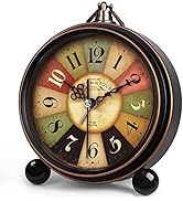 Königswerk Vintage Analog Alarm Clock, 5.25 inch Small Silent Desk Clock with Night Light, Batter...