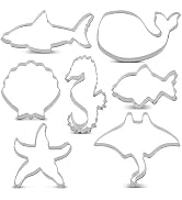LILIAO Under The Sea Cookie Cutter Set - 7 Piece - Shark, Whale, Fish, Manta, Starfish, Shell and...