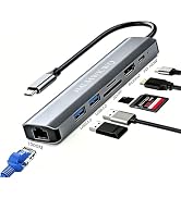 7-in-1 USB-C Hub with Gigabit Ethernet, 100W PD Fast Charging, 4K@30Hz HDMI Adapter, 2 USB 3.0 Po...