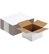 SPEPLA 25 Pack Shipping Boxes 6x6x4 Inches, White Corrugated Cardboard Mailing Box for Packing, M...