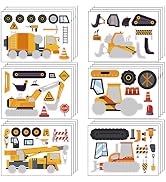 24 Sheets Make Your Own Construction Stickers Make A Face Stickers for Kids Toddlers with Trucks ...