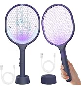 Electric Fly Swatter 2 Pack, 3000V Bug Zapper Racket Fly Zapper with 1500mAh Rechargeable Battery...