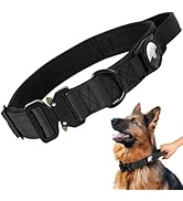 Jumpress Quality Airtag Dog Collar for Large Dogs, Heavy Duty Tactical Dog Collar with Airtag Hol...