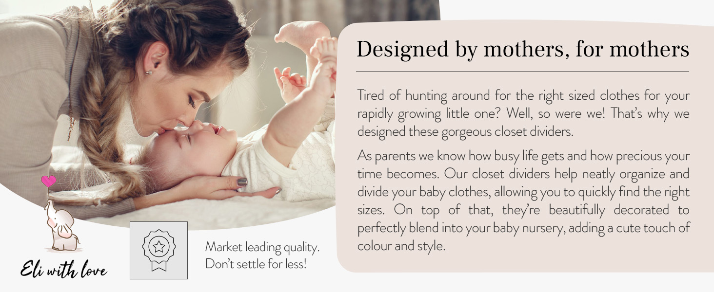 Wooden baby closet dividers help mothers keep the nursery organized, tidy, and stylish with ease