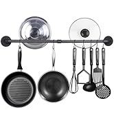 Aduanbang 37.8-Inch Wall-Mounted Pot Bar Rack, Detachable Kitchen Hanger for Pans, Lids & Utensil...