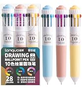 Joyask 3 Park Multicolor Pens, 10-in-1 Colored Ballpoint Pen, 28 Colors, 0.8mm Fine Point Smooth ...