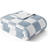 Exclusivo Mezcla Checkered Knit Throw Blanket, Ultra Soft and Warm Reversible Woven Blankets, Coz...