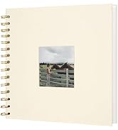 J.west Scrapbook Album 40 Pages (8 x 8 Inch) Cream Linen Cover Thick Hardcover Kraft White Paper,...