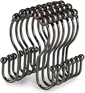 Goowin Shower Curtain Hooks, 12 Pcs Shower Curtain Rings, Stainless Steel Shower Curtain Hangers,...