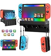 YUANHOT RGB Wall Mount for Nintendo Switch/OLED with Light & Storage(Black) | 7 RGB Light Modes, ...