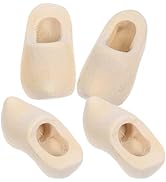 Miniature Wooden Shoes Doll Unfinished Wood Shoes 2 Pairs Blank Mini House Decor Dollhouse for DI...