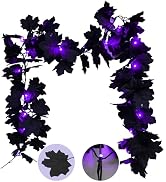 suddus Halloween Garland with Lights Black Maple Leaves Battery Operated | 20LED 6.5FT Halloween ...