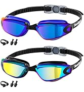 LEEIGGT 2 Pack Swim Goggles for Adults Men Women, Anti Fog & UV Protection Swimming Goggles, Adju...