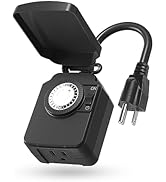 BN-LINK 24-Hour Mechanical Outdoor Light Timer, Waterproof, Heavy Duty, 15A 1/2HP, 1 Grounded Tim...