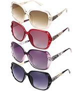 DragonflyDreams 4 Pcs Women Large Sunglasses, UV 400 Glasses Oversized Classic Trend Ladies Sungl...