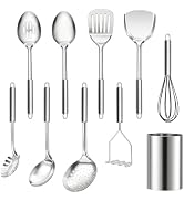 Homikit Stainless Steel Kitchen Cooking Utensils, 10 PCS Metal Spatula Set | Food-grade Stainless...