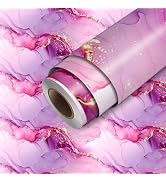 HOMETITUTE Pink Purple Marble Peel Stick Wallpaper 118.1x17.7 Inch Vinyl | Contact Paper, Wall Co...