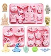 Halloween Witch Hat Silicone Molds, 3 Pack Nonstick Chocolate Candy Molds with Spooky Shapes Haun...