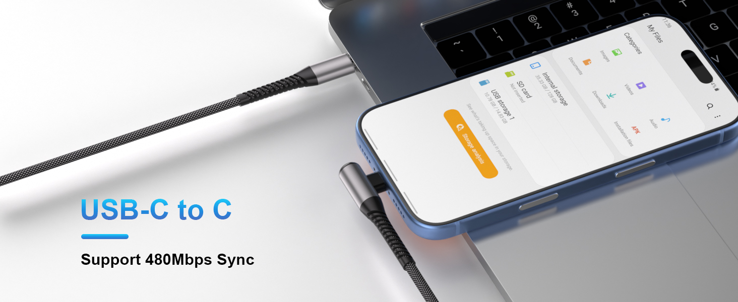 usb c to c charging cable 15ft Right Angle Type C Fast Charging Cord for iPhone 17 16 Pro Max