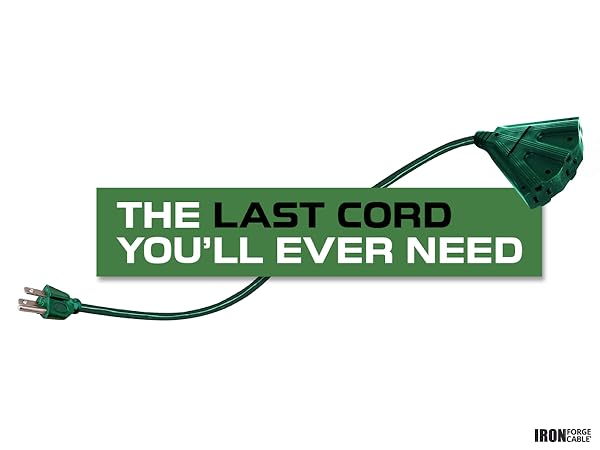 Green Extension Cord with 3 Electrical Power Outlets