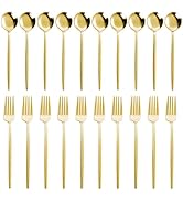 NOCCUR 20-Piece Stainless Steel Gold Spoons and Forks Silverware Set for 10 - Gold Forks and Spoo...