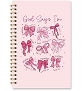Wxiben Pink Bible Notebook Journal - Christian Prayer Spiral Notebook for Women Girls Coquete Bow...