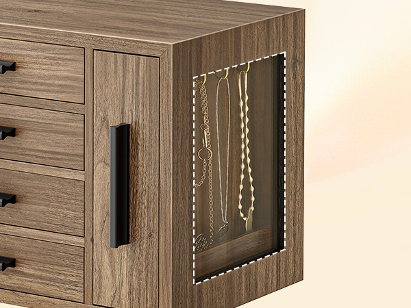 Jewelry Box, Wooden Jewelry Organizer with Transparent Windows, Jewelry Storage Box