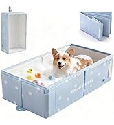 Collapsible Pet Bathtub with Side Drain Plug,Easy Hanging, Foldable Portable Tub for Dogs Bath, N...
