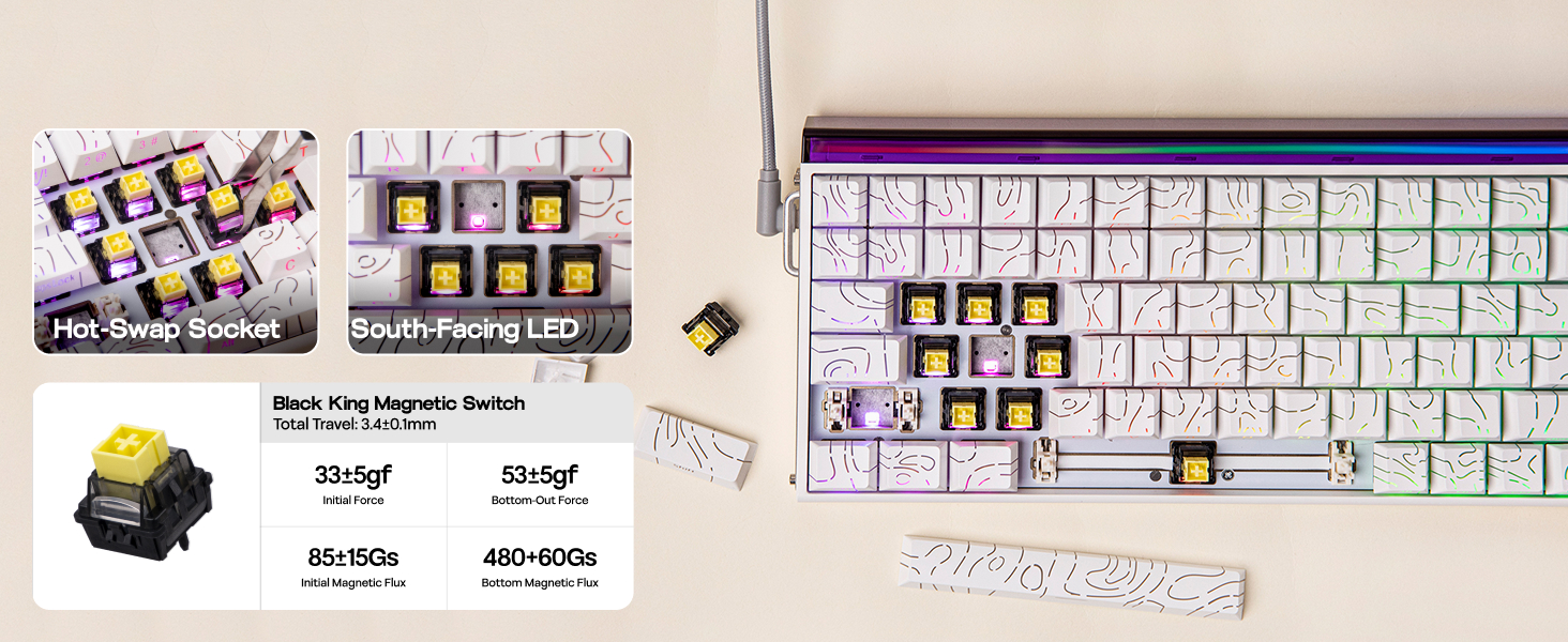 Hall Effect Keyboard with Neon RGB Light Box