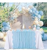 Fanqisi 5 Pieces Blue Lace Tablecloth 60x120 Inches Classic Wedding Lace Tablecloths Overlay Part...