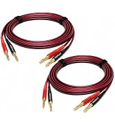 KOOKFJLLZ 12AWG Speaker Wire with Banana Plugs, 600-Strand OFC Pure Copper, 24K Gold-Plated 4mm B...