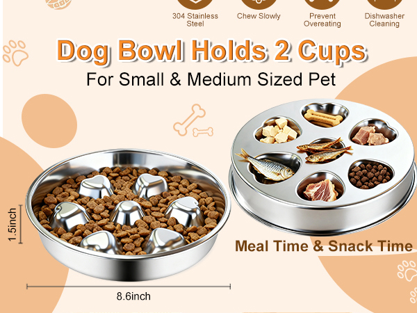 Stainless Steel Slow Feeder Dog Bowls