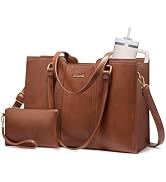 LOVEVOOK Laptop Tote Bag for Women - Waterproof Work Bag for Women & Vintage Computer Bag with Wr...