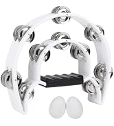 Tambourine Musical Instrument for Adults Church - 10 Inch Half Moon Tambourines with Egg Shakers ...