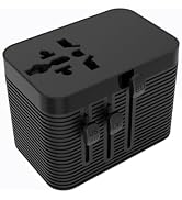 Universal Travel Adapter, European Travel Plug Adapter 5-in-1 PD Fast Charging with Surge Protect...