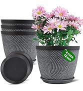 Quarut Large 12 Inch Plant Pot for Plants Outdoor Indoor, 4 Pack Plastic Flower Pots with Drainag...