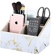 KINGFOM 3 Compartment PU Leather Desk Remote Controller Holder Organizer; Home Sundries Storage B...