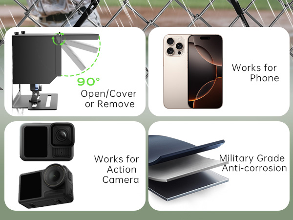 LC-dolida 2-in-1 Fence Mount, Includes Adjustable Sunshade for Outdoor Recording, Compatible
