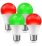 LOHAS Red Green Light Bulbs Outdoor, Christmas Dusk to Dawn Sensor A19 Porch Lights 40W Equivalen...