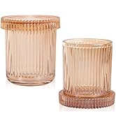rejomiik 2 Pack Glass Qtip Holder Dispenser, Bathroom Canister Apothecary Jars with Lids, Vanity ...
