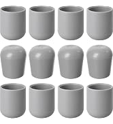 Folding Chair Leg Caps Gray 7/8 Inch (12 Pack) - Heavy Duty Nylon Chair End Caps, Non-Marring Rou...