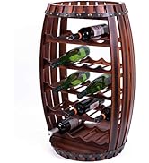 Vintiquewise Rustic Barrel Shaped Wooden Wine Rack for 23 Bottles