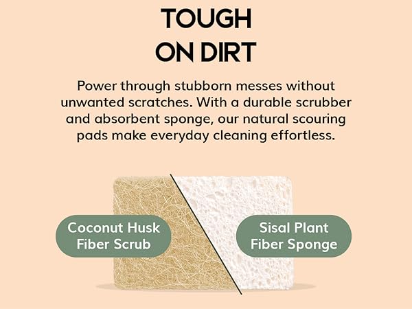 Greenzla Natural Sponges, non scratch scouring pads, loofah sponge for dishes, kitchen sponges